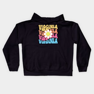 Virginia Groovy Daisy Travel Wanderlust State Kids Hoodie